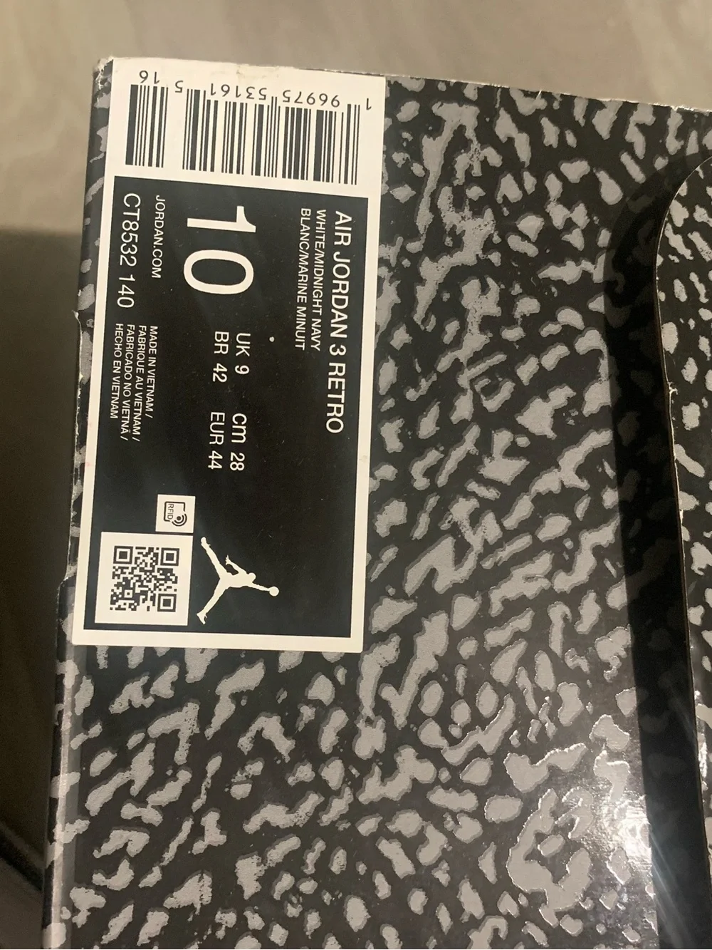 Jordan Retro 3 Midnight Navy (2023) Size 10 Men (USED) OFFER!!!